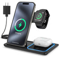 3-in-1 wireless charging station for phone, watch, and earbuds