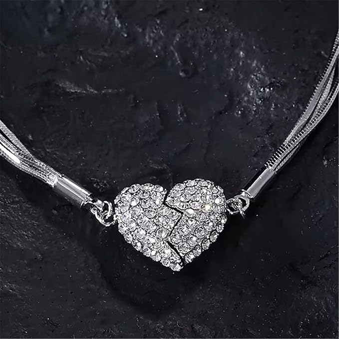 Heart Shaped Magnetic Necklace worn by couple