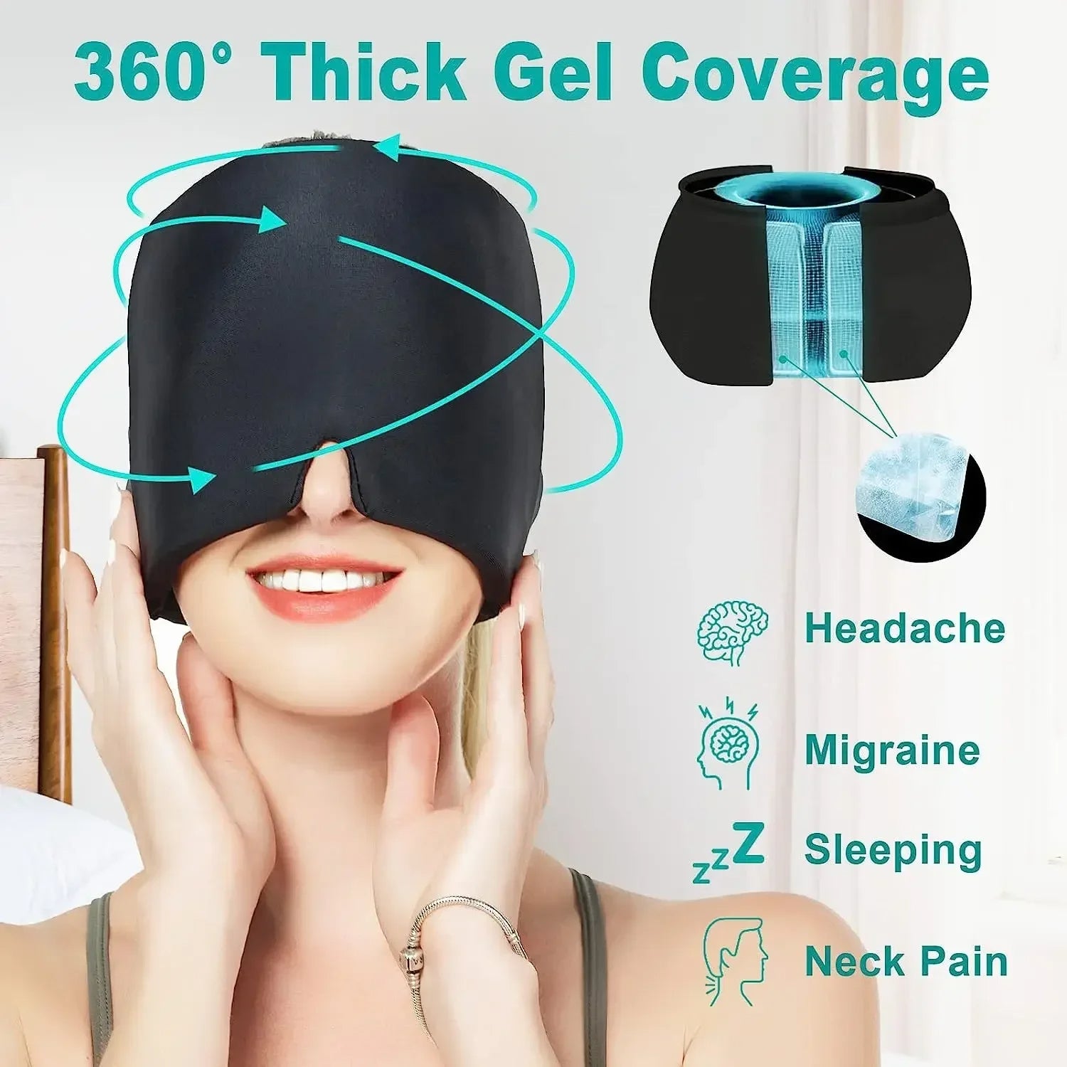 Hot and Cold Therapy Relief Cap worn
