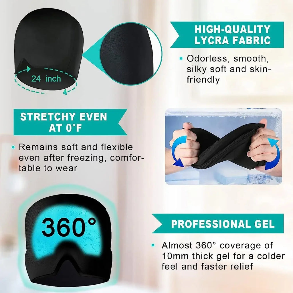Hot and Cold Therapy Relief Cap in use