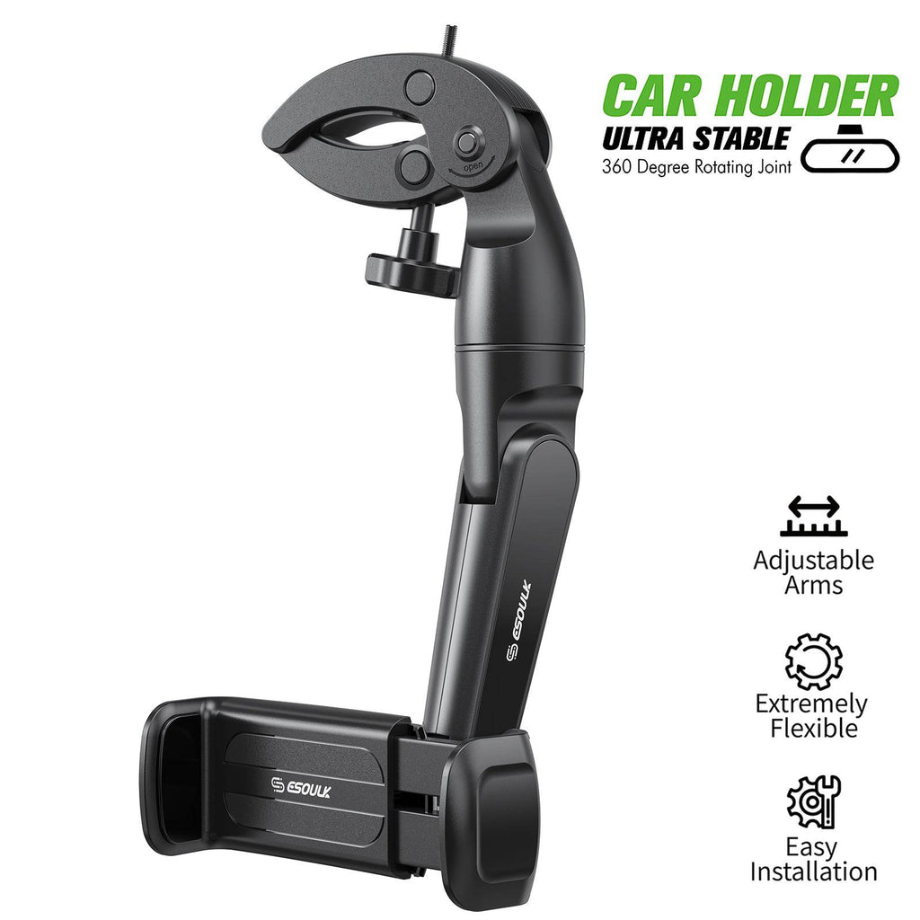 Car rearview mirror phone mount holder with rotating clip