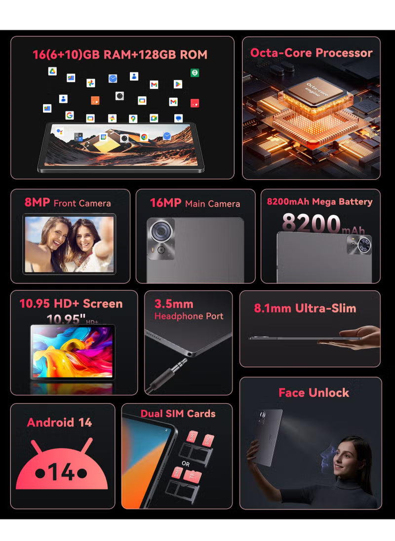 Cubot Tab 70 — 10.95" Tablet | 16GB RAM | 128GB Storage | Free Keyboard & Mouse