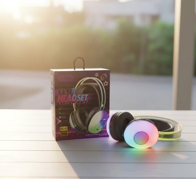 LED Wireless Headset – Hi-Fi Stereo Sound with RGB Lighting