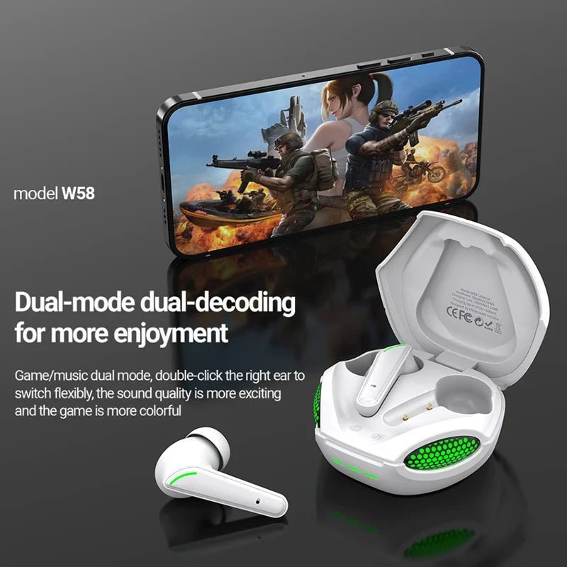 TWS Wireless Gaming Headset – HiFi Stereo Sound with Low-Latency Mode