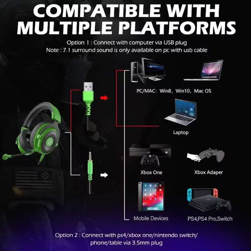 EKSA Pro 2-in-1 Gaming Headset – 7.1 Surround Sound