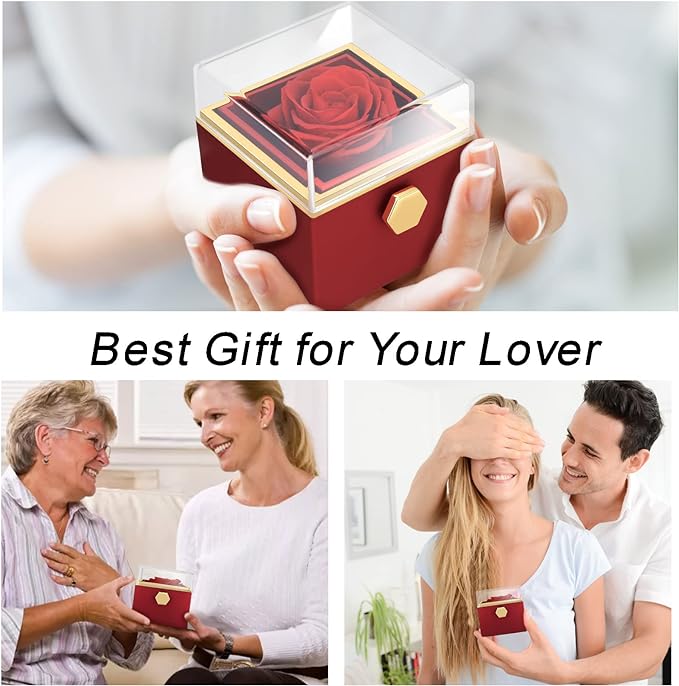 Rotating Rose Gift Box with jewelry